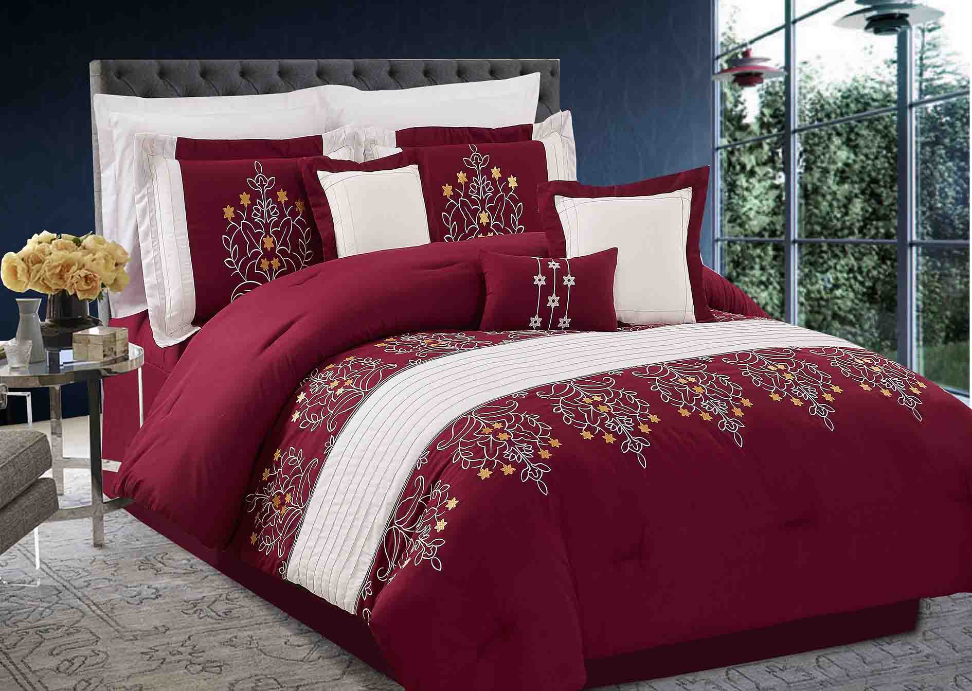 Brand New 7 Piece Embroidered Comforter Set 07 3750